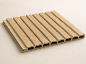 Light wood-grain fluted WPC wall panel sample