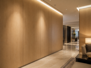 Integrated WPC wall panels in a hotel interior — visual reference