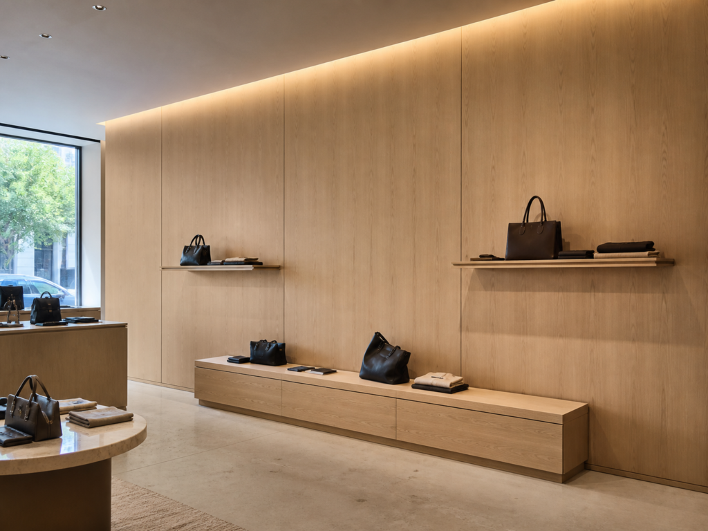 Integrated WPC wall panels in a retail interior — visual reference